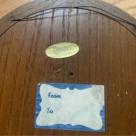 Vintage Fernandez Wood Carved Plate Happy Birthday 1972 Fernandez Picture Frame - Picture 9 of 10